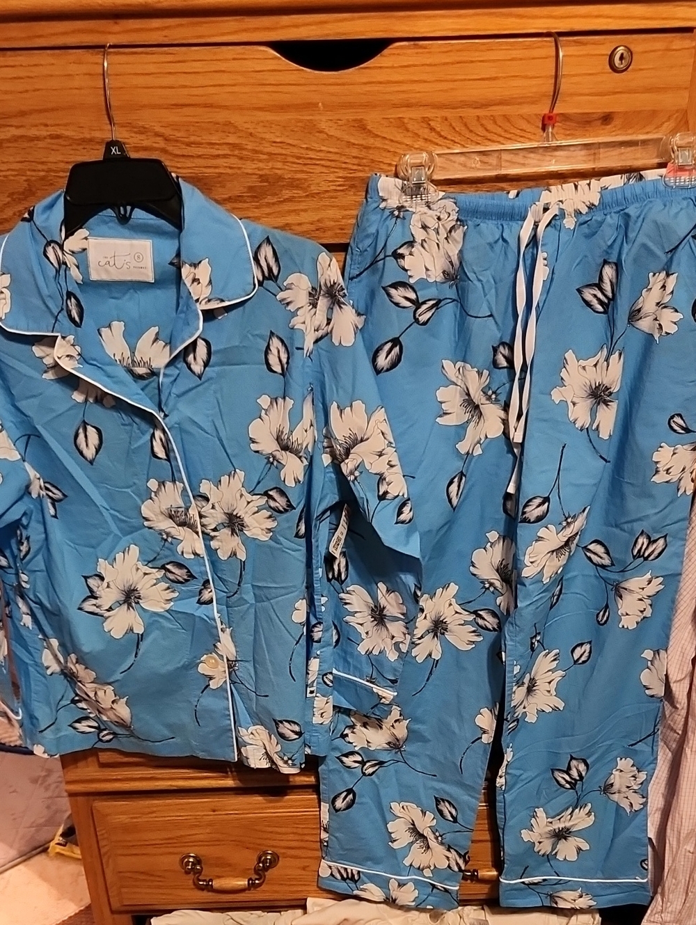 The Cat's Blue Floral Two-Piece Pajama Set
